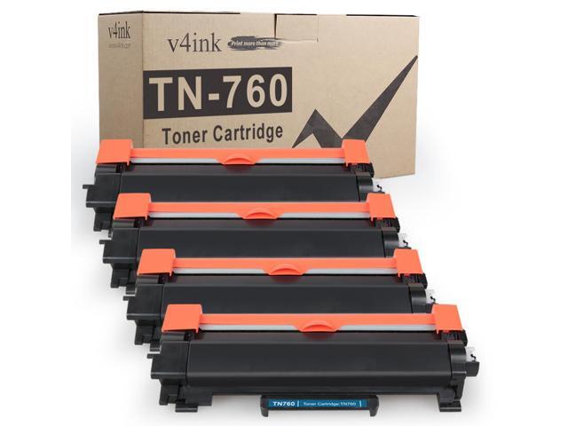 v4ink TN760 TN-760 TN730 4-Packs High Yield Compatible Toner Cartridge for Brother HL-L2350DW HL-L2390DW HL-L2395DW HL-L2370DW DCP-L2550DW MFC.