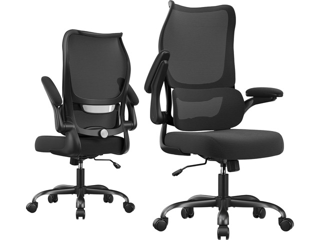 Office Chair Ergonomic Desk Chair - Comfy Mesh High Back Office Chair with Lumbar Support Wheel Home Desk Office Chairs Flip up Armrest Executive...