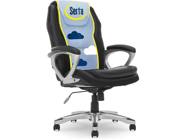 Serta Ergonomic Executive Office Chair, Padded Arms Mesh Back Leather Chair Amplify, Contoured Lumbar Lower Back Support, Back Pain Relief,...