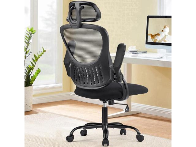 Sweetcrispy Office Computer Desk Chair, Ergonomic High-Back Mesh Rolling Work Chairs with Wheels and Adjustable Headrests, Comfortable Lumbar.