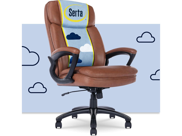 Serta Fairbanks Big & Tall Executive Office Chair, Ergonomic Comfy High-Back ComputerChairs with Lumbar Support, Semi-Plush Seat Cushion, Padded...