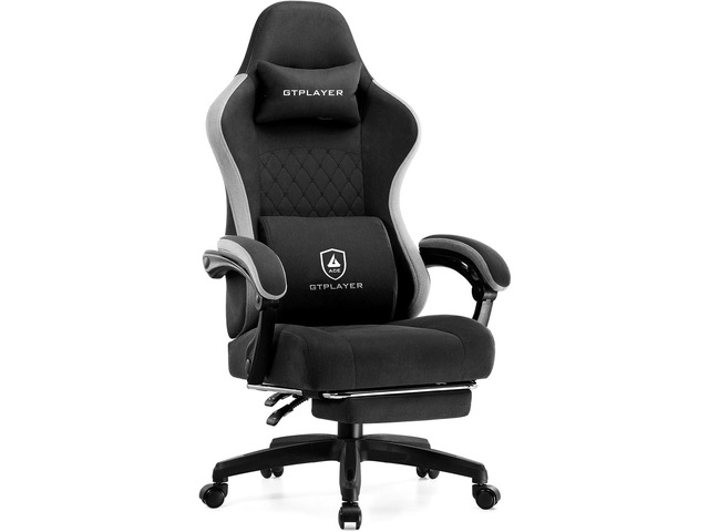 GTPLAYER Office Chair, Gaming Computer Desk Fabric Chair with Footrest, High Back Ergonomic Office Chair with Pocket Spring Lumbar Support and...