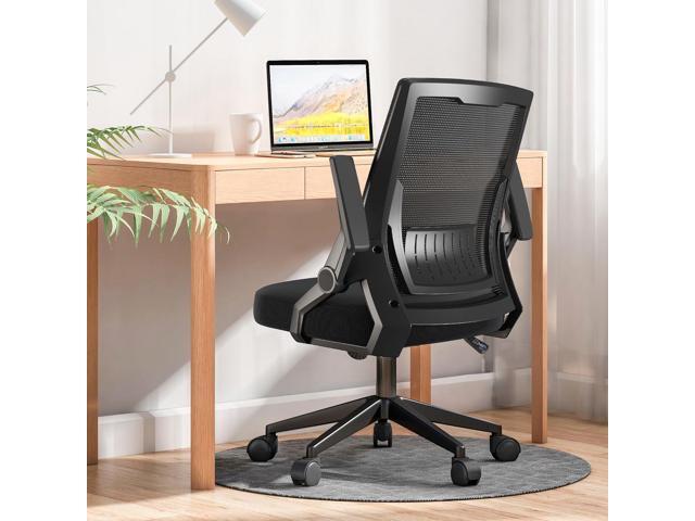 GTPOFFICE Ergonomic Office Chair, Computer Desk Chair Comfy with Adjustable Lumbar Support, Mid-Back Mesh Office Chair with Flip-up Armrest, Tilt.