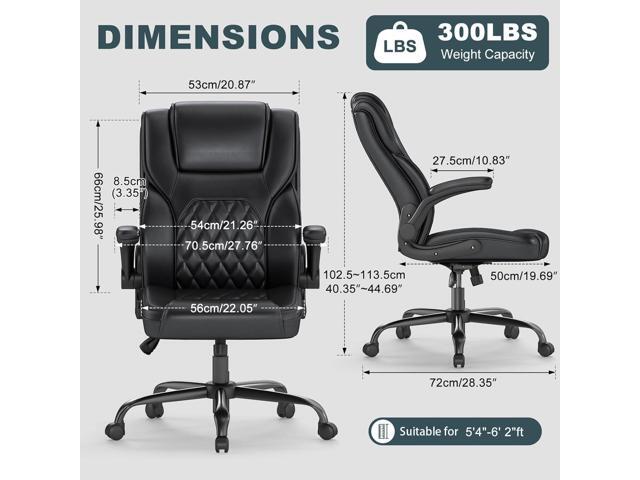 AnyGod Executive Office Chair, Comfy Ergonomic Computer Desk Chairs with Flip-up Armrests, Lumbar Support, High Back, 360° Swivel and Rocking...