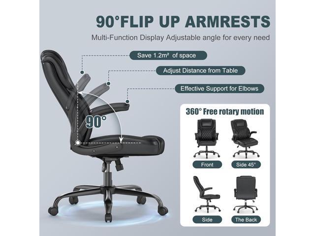 AnyGod Executive Office Chair, Comfy Ergonomic Computer Desk Chairs with Flip-up Armrests, Lumbar Support, High Back, 360° Swivel and Rocking...