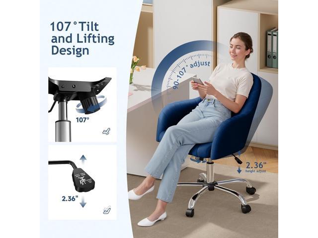 Warmiehomy Velvet Desk Chair for Home Office, Modern Adjustable Swivel Task Chair, Women Vanity Chairs with Arm Rest for Bedroom Dressing Room,...