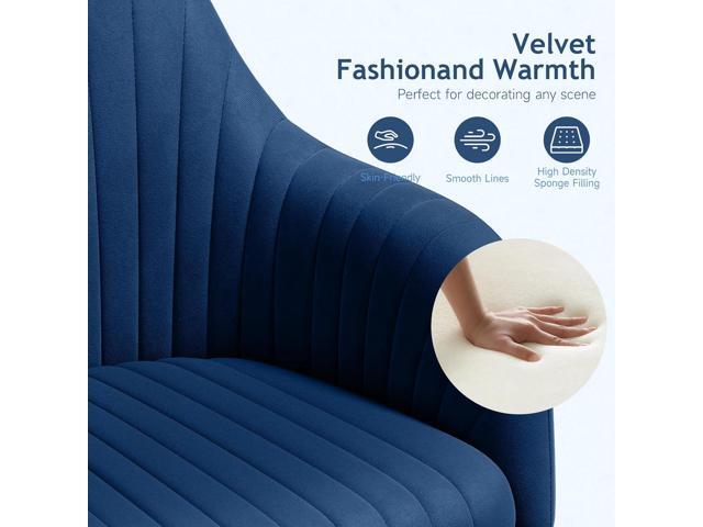 Warmiehomy Velvet Desk Chair for Home Office, Modern Adjustable Swivel Task Chair, Women Vanity Chairs with Arm Rest for Bedroom Dressing Room,...