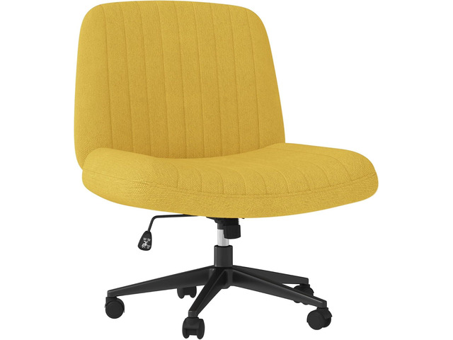 Shintenchi Criss Cross Chair,Cross Legged Office Seat with Wheels Armless Swivel Vanity Chair,Height Adjustable Wide Computer Task Seating for Home...