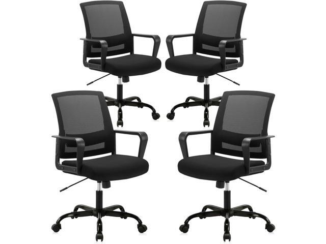 CLATINA Ergonomic Rolling Mesh Desk Chair with Executive Lumbar Support and Adjustable Swivel Design for Home Office Computer Black 4 Pack
