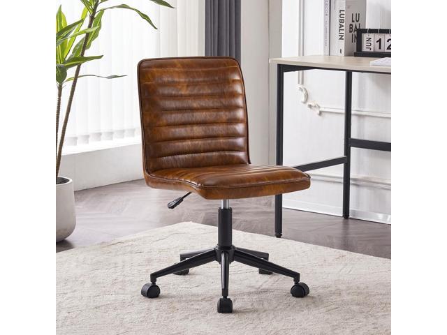 Furnimart Armless Office Desk Chair Task Chair Faux Leather Upholstered Task Chair Teen Desk Chair Mid-Back 360° Swivel Adjustable Small Chair...