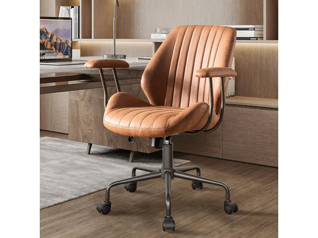 Mid Back Office Chair Mid Century Modern Executive Chair,Lumbar Support Ergonomic Home Office Desk Chair,Rolling Swivel Task Chair Task Chair...