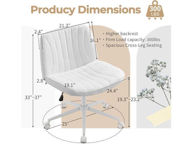Karl home Criss Cross Chair Armless Desk Chair with Wheels Cross Legged Office SwivelChair Wide Adjustable Comfy Padded Vanity Chair with Dual...