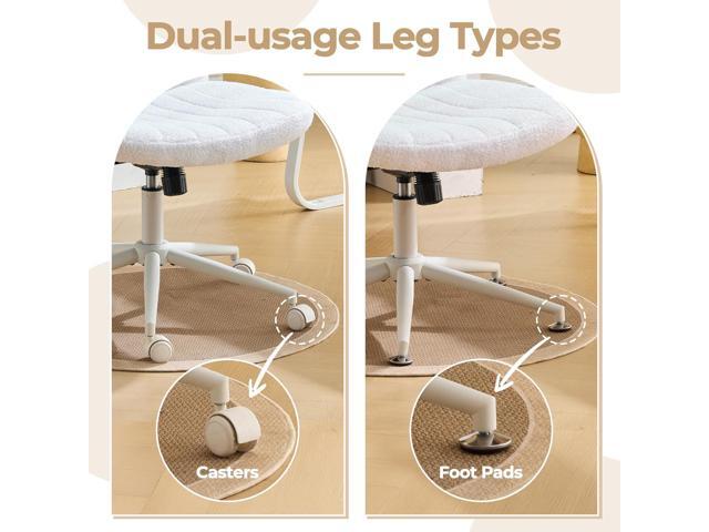 Karl home Criss Cross Chair Armless Desk Chair with Wheels Cross Legged Office SwivelChair Wide Adjustable Comfy Padded Vanity Chair with Dual...
