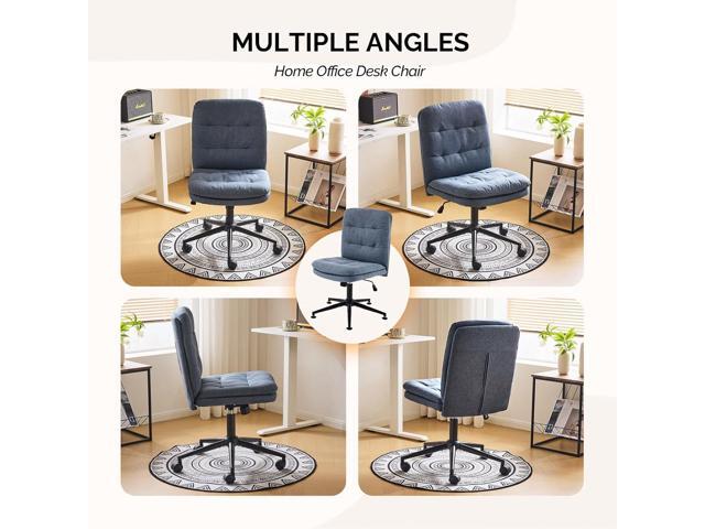 VINGLI Mid Back Armless Office Desk Chair with Wheels/no Wheels,360°Rocking Swivel Vanity Chair with Thickened Cushion,Adjustable Height Rolling...