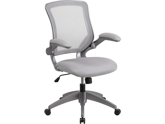 Flash Furniture Mesh Swivel Ergonomic Office Chair, Gray Gray Frame, Mid-Back, Flip-Up Arms, Mesh Back