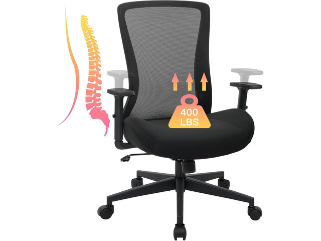 Big and Tall Office Chair for Heavy People 400lb, Ergonomic Desk Chair Mesh Computer Chair with Lumbar Support, Adjustable Height and Armrests