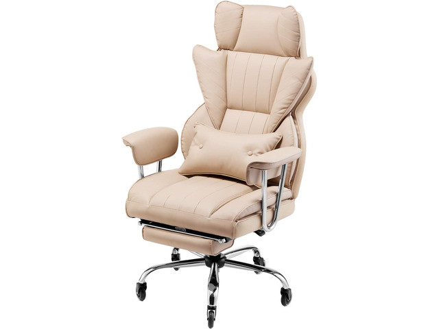 VEVOR Executive Office Chair with Footrest, 400lb Capacity Office Chair with Lumbar Pillow & Removable Armrests, Heavy Duty Ergonomic Chair, PU...