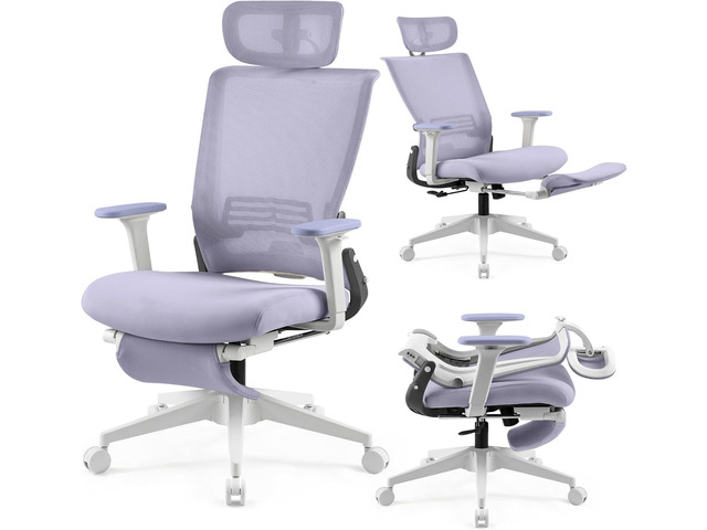 Foldable Office Chair with Foot Rest, Ergonomic Office Chair with Adjustable Lumbar Support, Headrest, Armrest, Home Office Desk Chair for Space...
