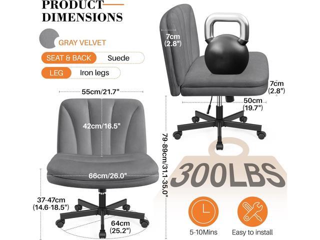 FelixKing Criss Cross Chair with Wheels, Cross Legged Office Chair, Armless Wide Vanity Desk Chair with 2 Layer Comfty Velvet & Back - Swivel for...