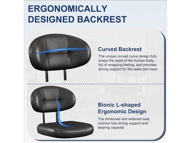 Misolant Vanity Chair with back, Small Armless Cute office Chair with wheels and Lumbar support, Comfy PU Leather Desk Computer Chairs with...