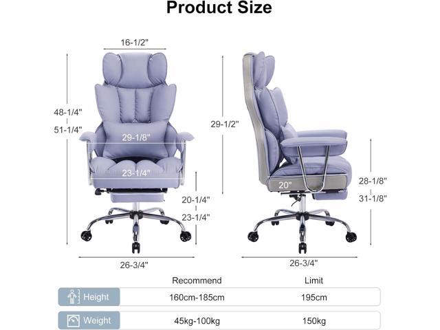 Efomao Executive Office Chair for Heavy People, High Back Computer Chair with Foot Rest, Height Adjustable PU Leather Office Chair,Big and Tall...