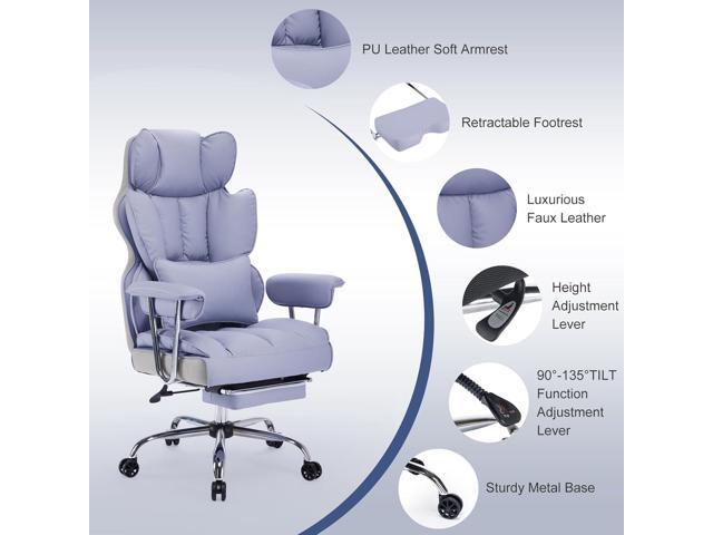 Efomao Executive Office Chair for Heavy People, High Back Computer Chair with Foot Rest, Height Adjustable PU Leather Office Chair,Big and Tall...