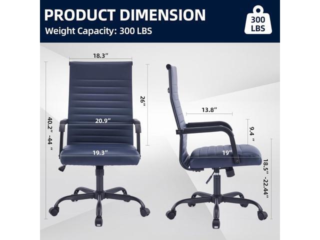 Office Chair, Ergonomic Executive Conference Room Chairs, Ribbed Leather Desk Chair with Lumbar Support, Adjustable Height Mid-Back Swivel Chair...