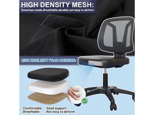 Swivel No Arms Small Home Desk Chair Without Arms for Computer with Height Adjustable Lumber Support and Rotatoable Wheels for Small Spaces