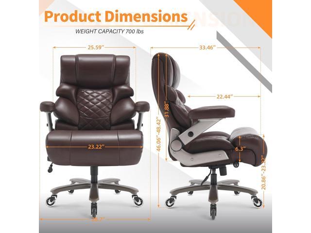 VUZI 700lbs Big and Tall Office Chair-Large Computer Chair with Adjustable Lumbar Support 3D Flip Arms Plus Size Wheels, High Back Executive Desk...