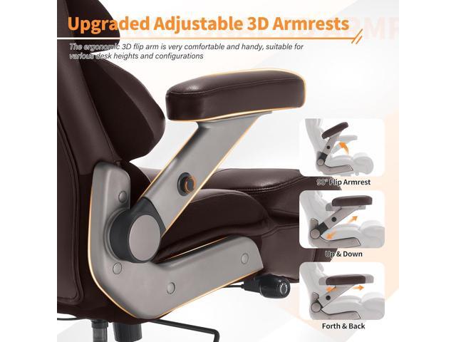 VUZI 700lbs Big and Tall Office Chair-Large Computer Chair with Adjustable Lumbar Support 3D Flip Arms Plus Size Wheels, High Back Executive Desk...