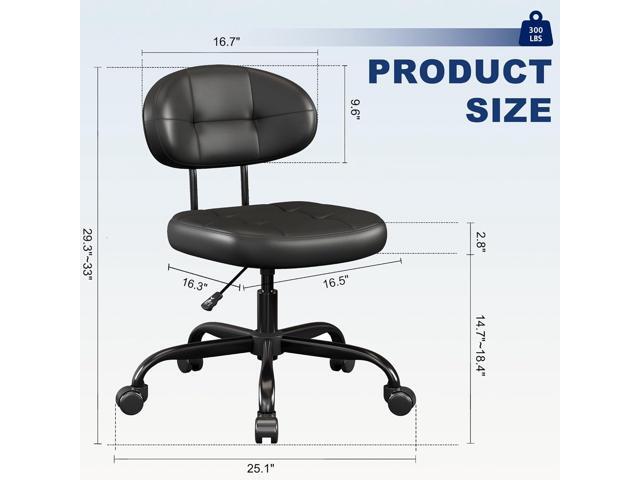 Misolant Vanity Chair with back, Small Armless Cute office Chair with wheels and Lumbar support, Comfy PU Leather Desk Computer Chairs with...