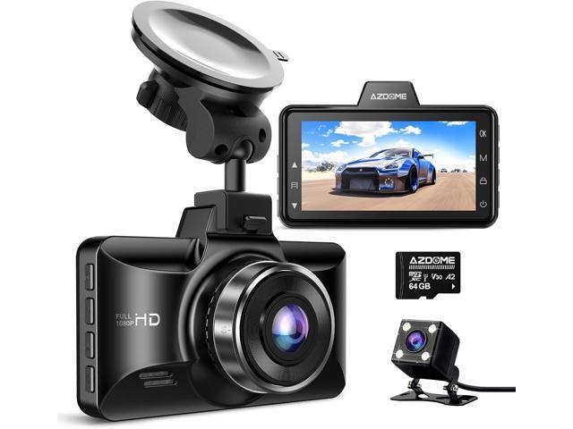 AZDOME M01 Dual Dash Cam Front and Rear with Free 64GB Card, 3' Screen Dual Dashboard Camera for Car, Built-in ADAS G-Sensor, 24H Parking Mode Car...
