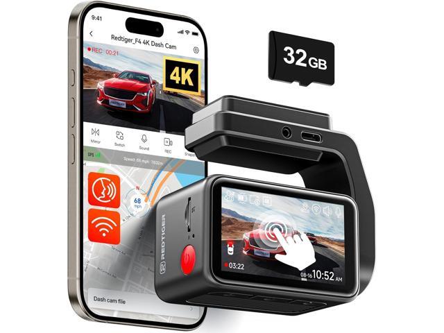 REDTIGER F4 4K Dash Cam Front, 2.2 inch Mini Car Camera, 2160P UHD Touch Screen, Voice Control, Included 32GB Card, Night Vision, Built-in GPS,...