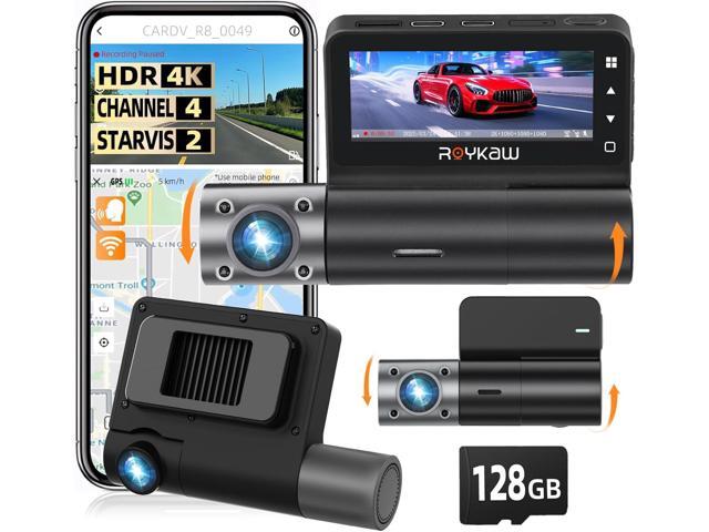 4K Dash Cam Front and Rear, 4K+1080P*3 Dash Camera for Cars,STARVIS 2 Sensor, Include 128GB SD Card,24 Hrs Parking Mode, 5G WiFi, GPS, Voice...