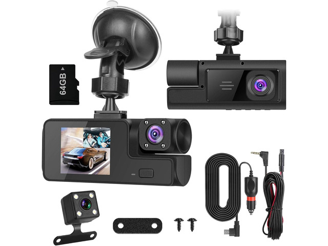 iMounTEK Car Dash Cam 3 Channels WiFi FUD 1080P Front Rear Inside Dash Camera with Loop Recording Reversing Visual Night Vision WDR 170° Wide Angle...