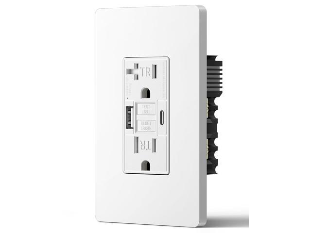 DEWENWILS 15A GFCI Outlet with 4.8A/24W USB-A & USB-C Ports, 30S Self-Test GFCI Electrical Outlet with Indicator Light, Tamper-Resistant...