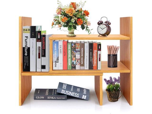 Sorfity Adjustable Desktop Bookshelf, Desk Organizer Display Shelf Counter Top Bookcase Free Style Display Shelf Rack Office Supplies Storage Shelf...