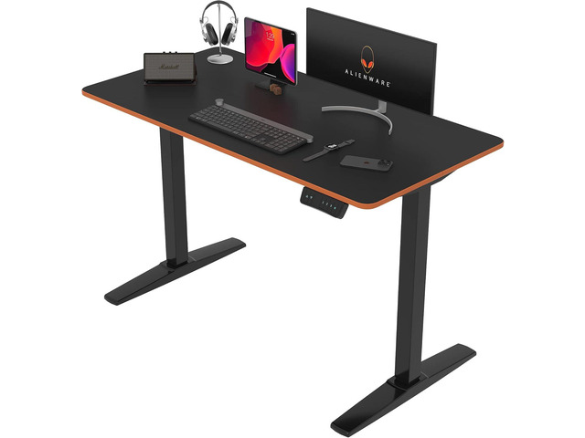 Monomi Height Adjustable Electric Standing Desk, 48 x 24 Inches Sit Stand up Desk, Memory Computer Home Office Desk (Black Frame+ Black Top)