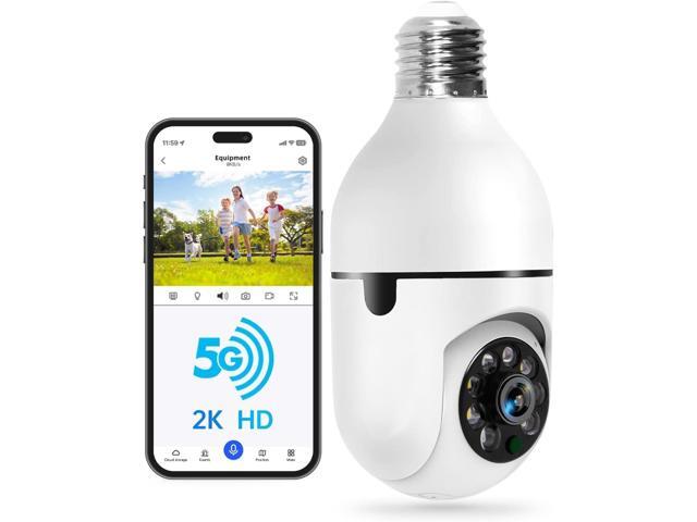 WESECUU Light Bulb Security Camera -5G& 2.4GHz WiFi 2K Security Cameras Wireless Outdoor Motion Detection and Alarm,Two-Way Talk,Color Night.
