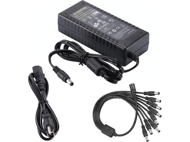 12V 7A Power Supply Security Surveillance - AC 100-240V to DC 12 Volt 7 Amp Switching Power Supply Adapter Transformer with 1 to 8 Splitter Cable...