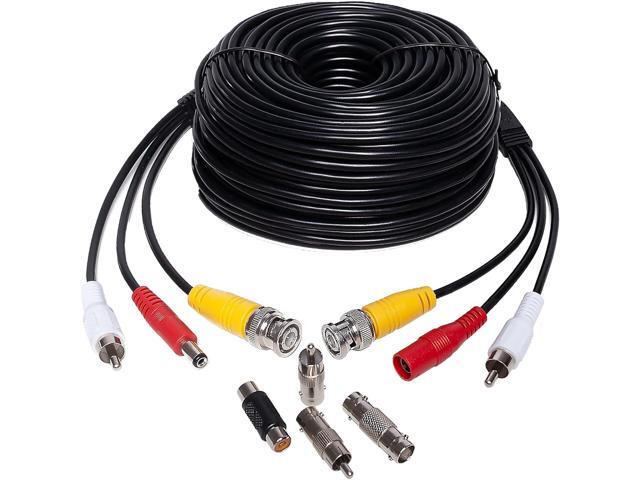 100ft 3-in-1 BNC Security Camera Cable Pure Copper Audio Video Power Wire for CCTV, DVR, Surveillance Systems Premium All-in-One Cable with BNC &.