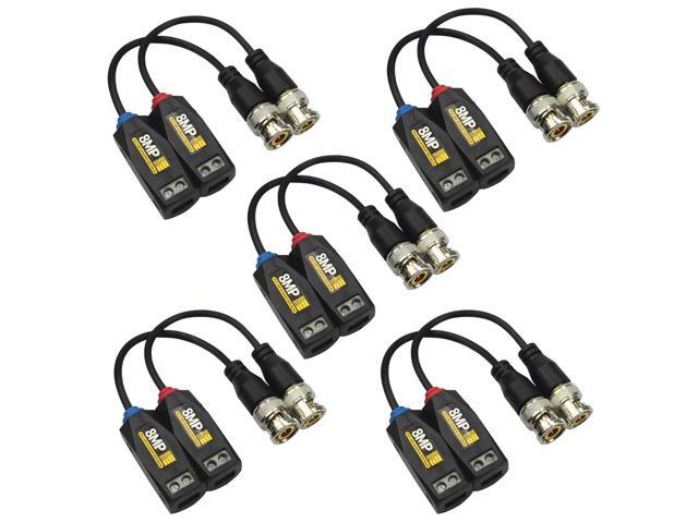 5 Pairs 8MP/4K Passive HD BNC Video Balun Transceiver Transmitter Via UTP RJ45 Cable AHD/TVI/CVI/CVBS Cable Connectors for...