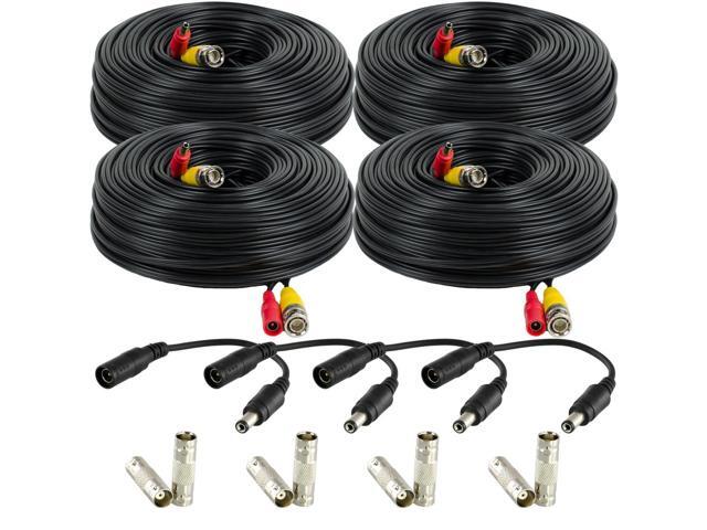 Amcrest 4-Pack 150 Feet Pre-Made All-in-One Siamese BNC Video and Power CCTV Security Camera Cable with Two Female Connectors for 960H & HD-CVI.