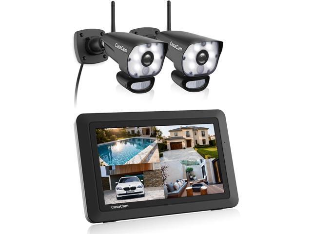CasaCam GuardianCam Air 7' Touchscreen Monitor with 2 Spotlight HD Cameras Wireless Security Camera System, AC Powered, Two-Way Audio, Free.