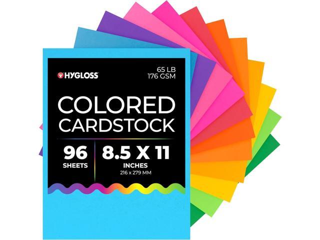 Hygloss Bright Colored Cardstock - 8.5x11-Inch, 12 Assorted Colors, 96 Sheets, 65 lb/ 176 gsm, Fade-Resistant, Acid-Free Color Card Stock Paper
