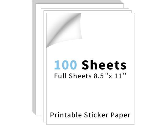 100 Sheets 8.5' x11''White Printable Sticker Paper, Full Sheet Label Mailing Shipping Address Label for Laser & Inkjet Printers(100 Sheets)