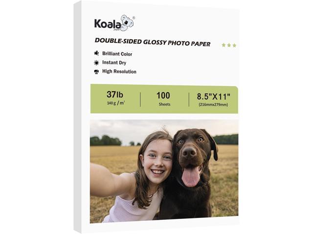 Koala Double Sided Glossy Inkjet Brochure Paper 8.5X11 Inches Thin 37lb 140gsm 100 sheets for Inkjet Printer Dye Ink for Photo Flyer Calendar.