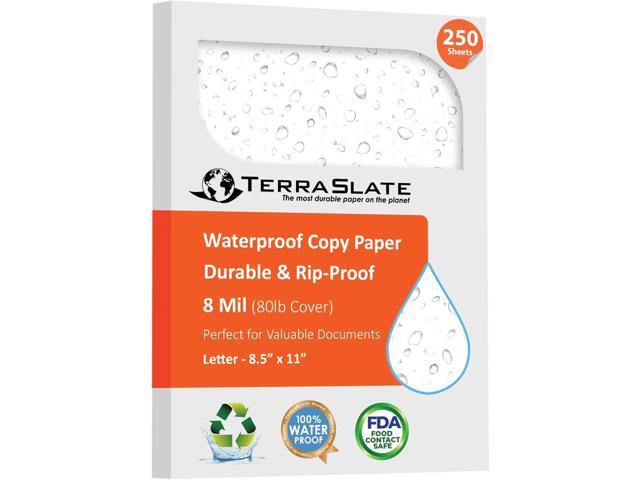 TerraSlate Weatherproof Printer Paper - 8 MIL, 8.5 x 11 (250 Sheets) Waterproof Paper for Holiday Cards, New Year Invitations, and Winter Outdoor...