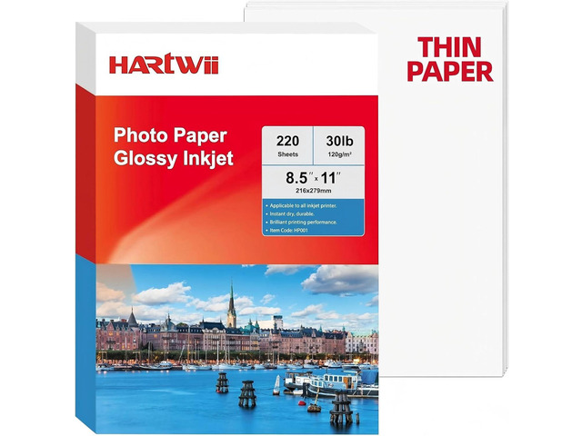 220 Sheets Inkjet Glossy Thin Paper 8.5x11 inch 30lb 120gsm A4 Letter Size For Brochure Printing, Custom Chip Bag Party Favors,Single Side,...
