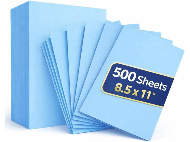 1InTheOffice Blue Copy Paper 8.5 x 11, Colored Copy Paper, Letter Size, 20lb Density, (500 Sheets)